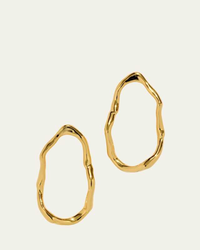 Brut Gold-Plated Open Oval Post Earrings